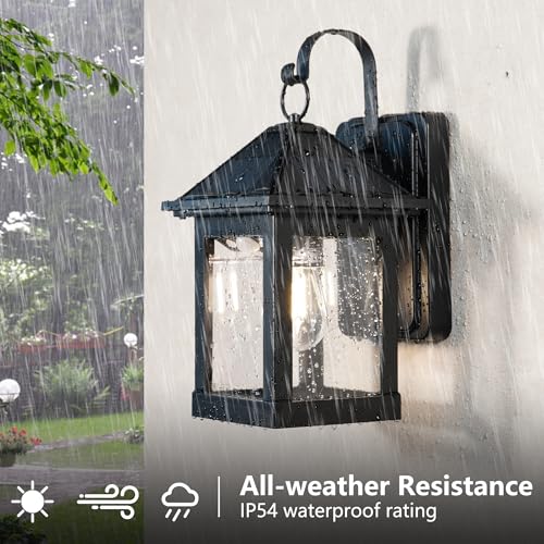 2 Pack Solar Outdoor Wall Lights for Fence Front Door Waterproof Dusk to Dawn Motion Sensor LED Sconce with 3 Modes,3000K E26 Bulb Included,Exterior Porch Lamps Wall Mount Patio Decorative by Generic - Image 8