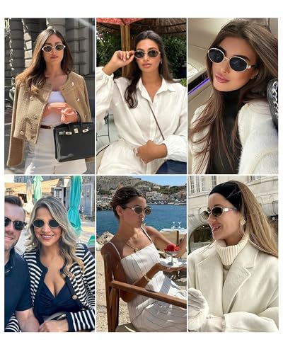 FURTALK Retro Oval Sunglasses Womens UV400 Protection Trendy Sun Glasses Sunnies Shades FT82192