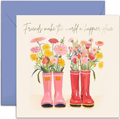 Old English Co. o[Xf[J[h eFւ́uFriends Make The World A Happier PlacevWellies Thank YouJ[h eFւ̉ԕ o[Xf[J[h | ͋󔒂̕