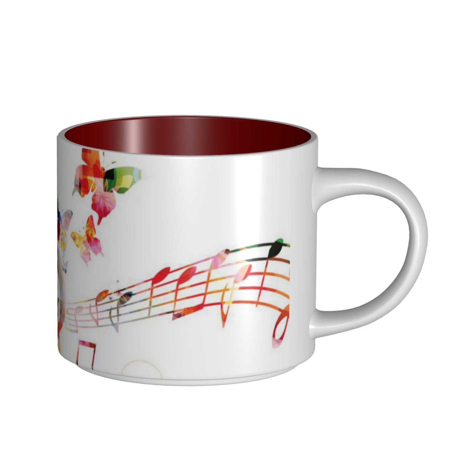 Tazza da caffè in ceramica con stampa a farfalla Musica
