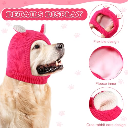 Quiet Ears for Dogs, Dog Ear Muffs Noise Protection Knitted Dog Hats Pet Ears Warm Dog Ear Cover Winter Hat Dog Snood Head Wrap Bunny Costume for Medium to Large Dogs Cats Pets (Rose Red) Quiet Ears for Dogs, Dog Ear Muffs Noise Protection Knitted Dog Hats Pet Ears Warm Dog Ear Cover Winter Hat Dog Snood Head Wrap Bunny Costume for Medium to Large Dogs Cats Pets (Rose Red)