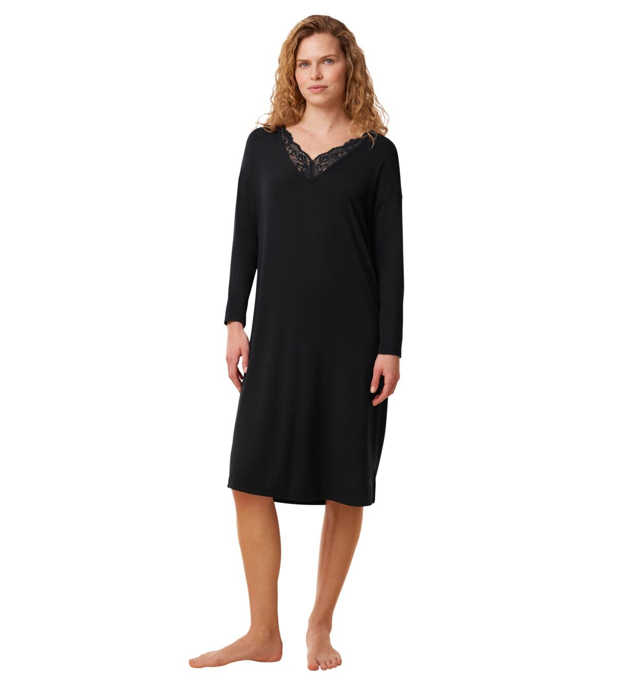 Triumph Women's Black Timeless Sensuality Ndk Lsl Nightgown, 42, Uk 16