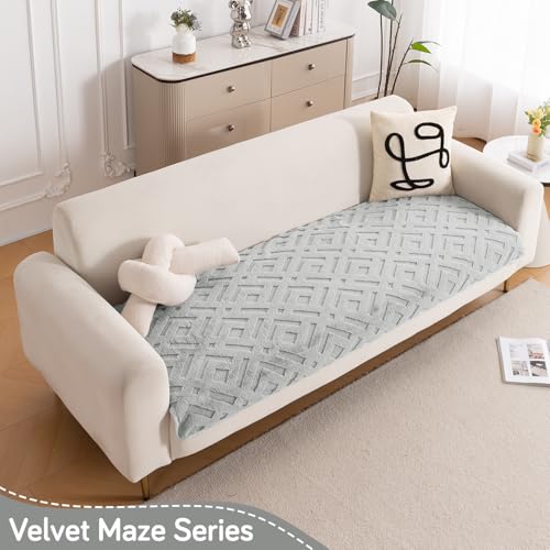 Image of HOKIPO 'Velvet Maze' Premium Anti Slip Sofa Cover Mats for L Shape and 1 /2 /3 Seater Sofa. Make Your Own Sofa Cover Set, 70(D) x 90(L) cm, Light Grey (AR-5904-LGRY)
