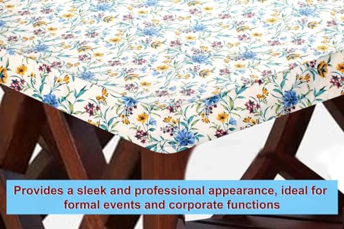 Image of The Furnishing Tree Elastic Cotton Square Center Table Cover 24x24 in Inches Floral Golden Leaf on offwhite Base