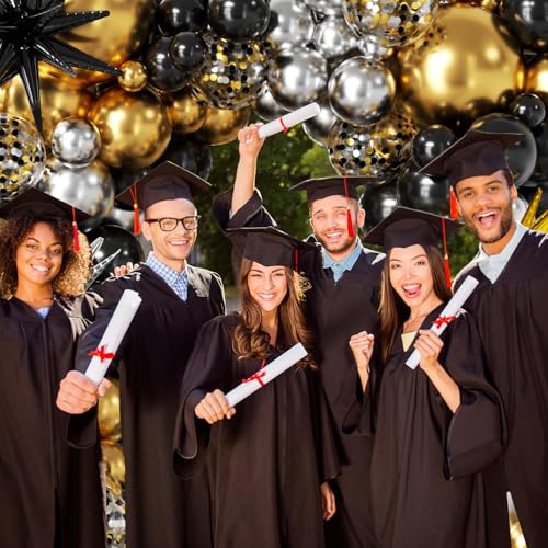 137Pcs Black Gold and Silver Balloons Garland Arch Kit with Stars - 5 10 12 18 inch Black Gold Silver Latex Party Balloons for New Year Birthday 2026 Graduation Retirement Party Decoration - Image 7