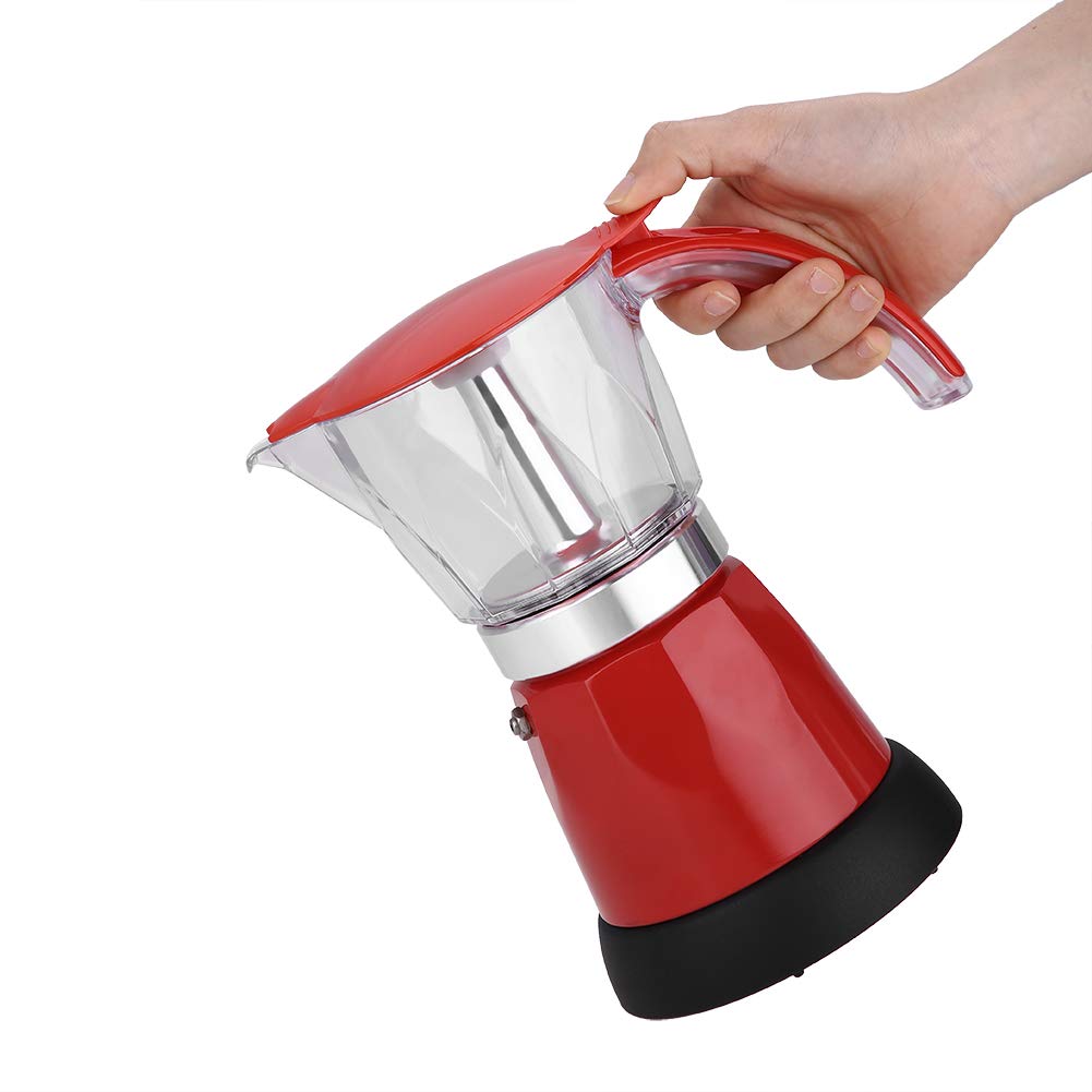 ASHATA Moka Cafetière, Moka Café Pot Cafetière Italienne en Alliage d'Aluminium 300ml 6 Tasses pour Cuisine, Hôtel et Bureau(Rouge)