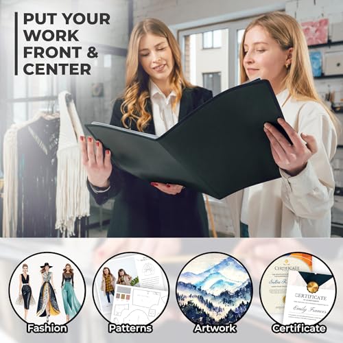 image for Dunwell 9x12 Art Portfolio Binder, Black Mounting Paper, Portfolio Bin