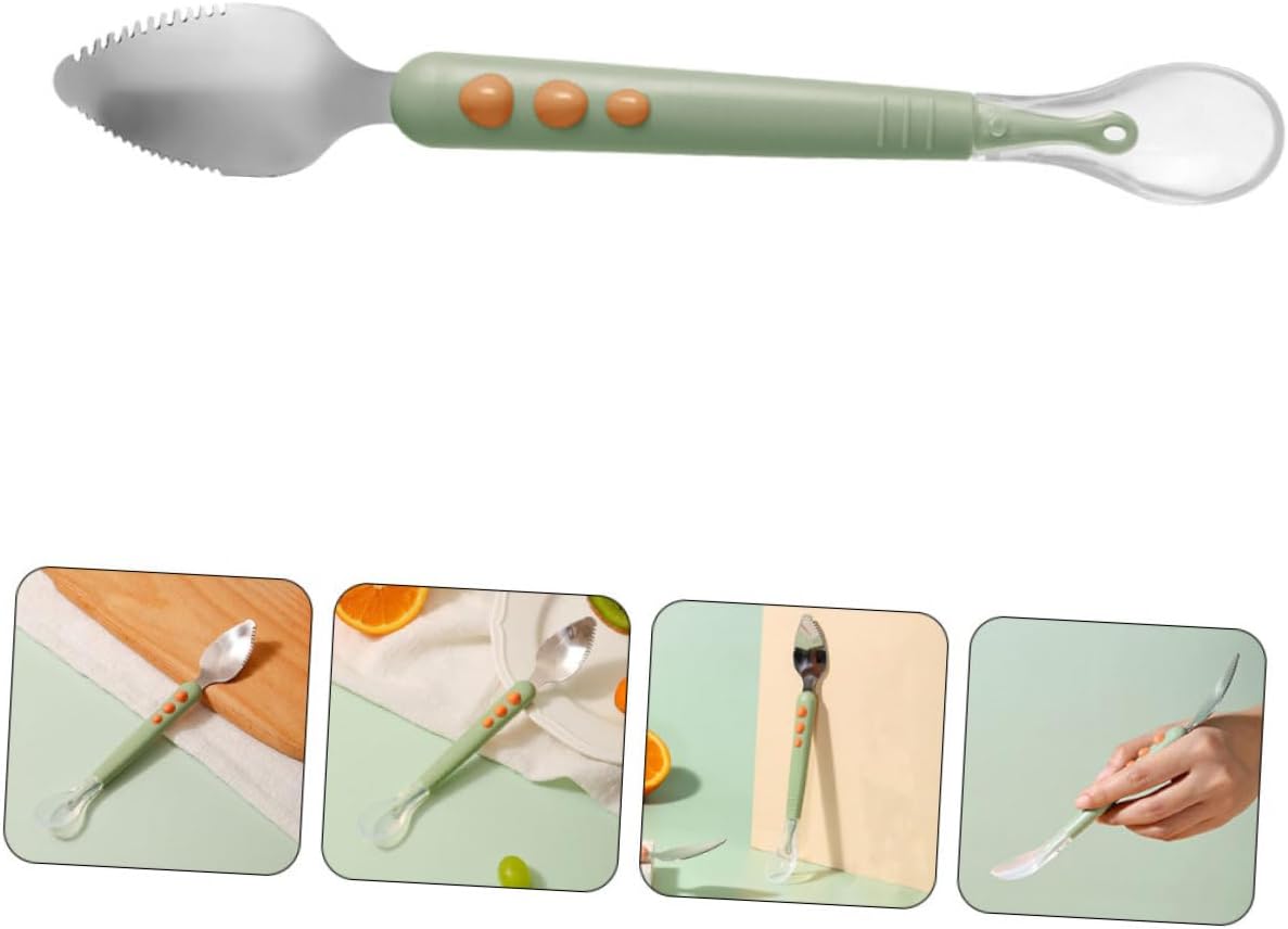 TOYANDONA 2pcs Double Ended Silicone Feeding Spoon with Serrated Fruit Puree Scraper Soft Food Grade Silicone and Smooth Surface for Weaning and Complementary Food