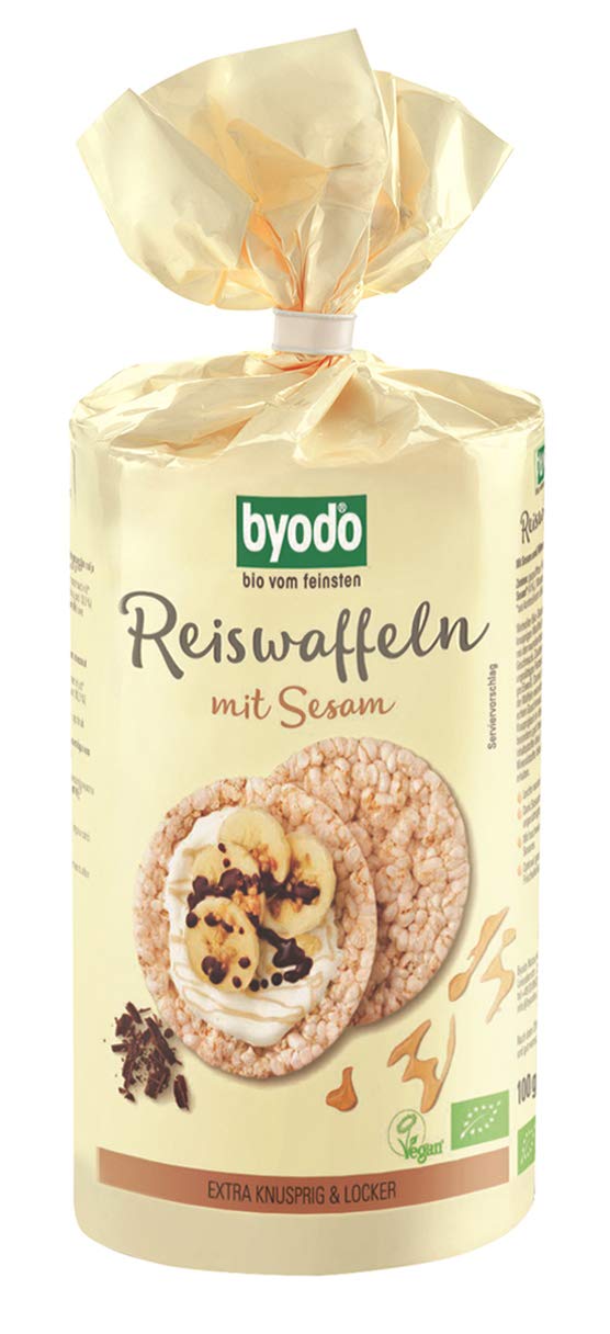 Byodo Reiswaffeln mit Sesam 6x100g - Bio Glutenfrei Snack, Ricewaffles ohne Zusatzstoffe, Gesunde Snackalternative, Vegan & Naturbelassen, Ideal für Zwischendurch