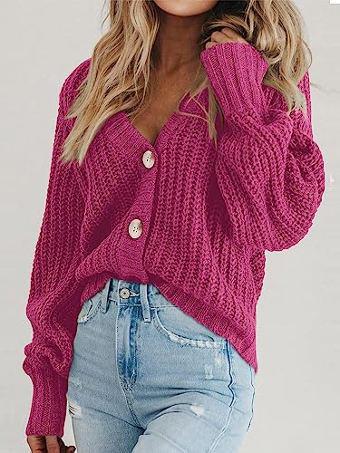 Image of PRETTYGARDEN Women's Chunky Knit Open Front Sweater Long Sleeve Button Loose Short Cardigan Outerwear Coats