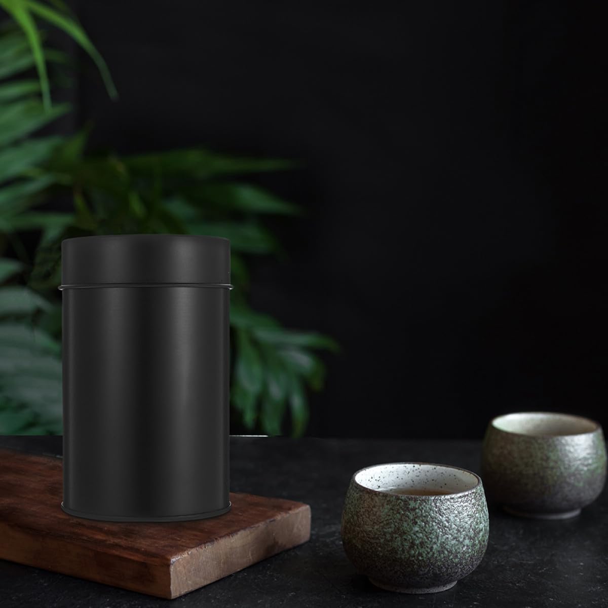 2 Stück Teiliges Schwarzes Teedosen mit Luftdichtem Doppelverschluss Stapelbare Vorratsdosen für Losen Tee Teebeutel Kaffee Aromadichte Aufbewahrungsbehälter für Küche Büro und