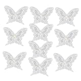 OSALADI 10 Stück Teiliges Bestickte Schmetterlings Patches mit Perlen Doppellagige Spitzenapplikationen zum Aufnähen Dekorative DIY Ornamente für Brautkleider und Hochzeitsmode
