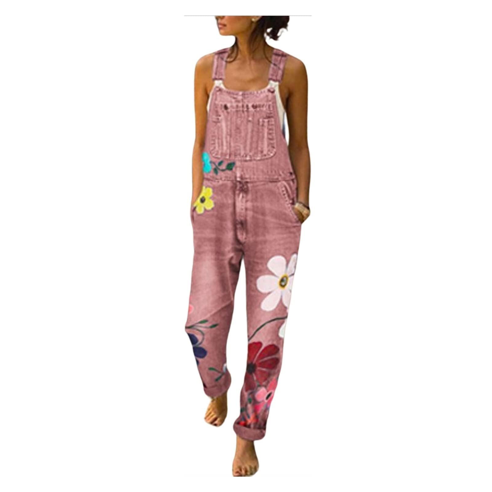 Peto vaquero para mujer estilo vintage rojo holgado