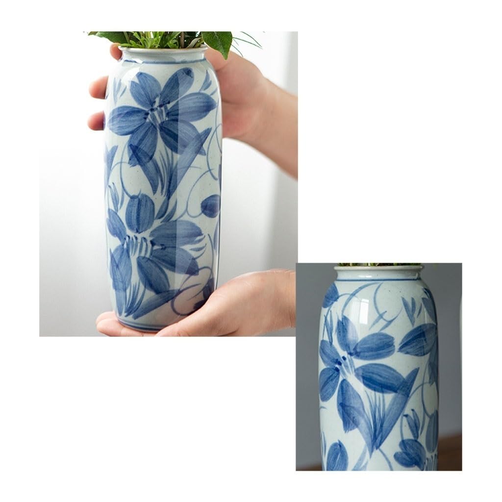 Decorazione per la Casa Vaso in ceramica retrò Composizione di fiori Porcellana blu e bianca Decorazione cinese vaso coltivati ​​​​ad acqua