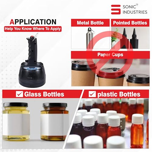 Image of Sonic Industries 900A Handheld Induction Sealing Machine | Foil Cap Sealer for 20�80mm Bottles | Leak-Proof Seal for Food, Pharma, Cosmetic & Chemical Products