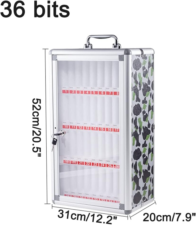 Aluminum Alloy Mobile Phone Storage Safe Deposit Box, Wall-Mounted Conference Storage Box with Lock, Office Storage Cabinet,36