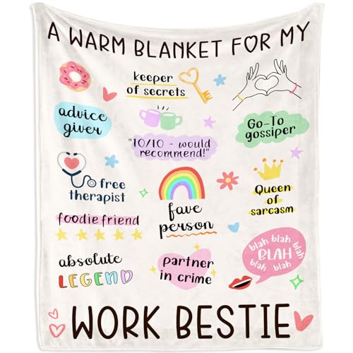 Mubpean Work Besties Gifts for Women Blanket 60x50 Appreciation Gifts for Coworkers Co Worker Gift for Woman Christmas Birthday Farewell Present Ideas for Colleague Best Friend Sister Blankets