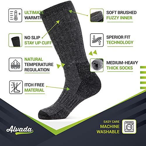 Alvada Merino Wool Hiking Socks Thermal Warm Crew Winter Boot Sock For Men Women 3 Pairs Ml #TOP3