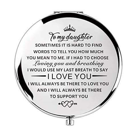 Mother Daughter Gift 18th 17th 16th Birthday Gifts Compact Travel Pocket Mirror Gifts for Daughter from Mom Dad Birthday Gifts (Silver to My Daughter) Cover