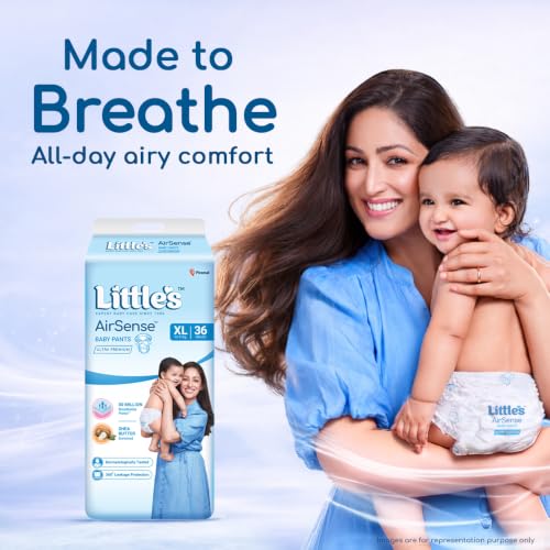Image of Little's AirSense Ultra Premium Pant Style Baby Diapers XL 36 Count | 50 Million Breathable Pores | Enriched with Shea Butter | Dermatalogically tested |12-17 kg