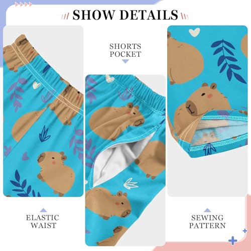 Blue Cute Capybara Pajama Pants Elastic Waist Lounge Pajama Bottoms Long Pj Pants with pockets4