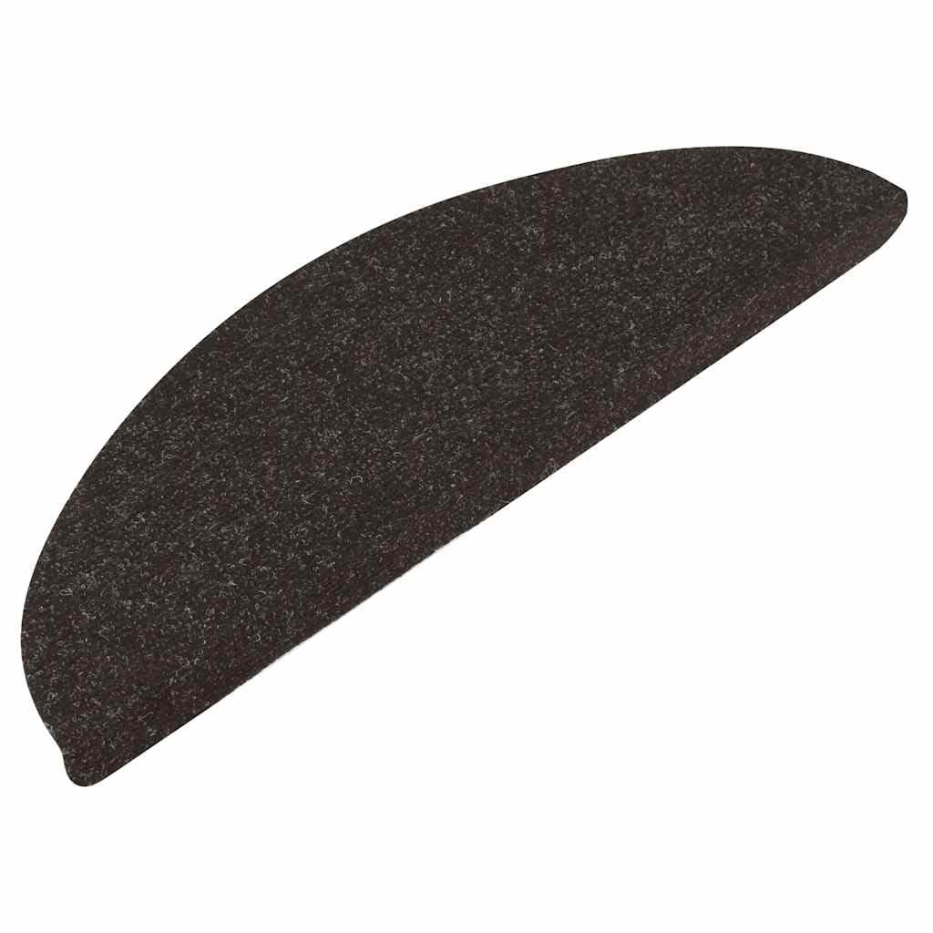 Alfombrillas autoadhesivas de fieltro punzonado, color negro, 56 x 17 x 3 cm, 10 unidades, antideslizantes, para peldaños de madera con tiras adhesivas, amortiguan el sonido y lavables