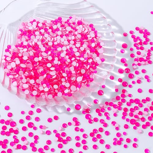 Image of Neon Rose Flatback Rhinestones, Glass Rhinestones for Nail Art and Craft, Glue Fix, Loose Crystal Gemstones(Neon Rose, SS8, 1440pcs, 2.3-2.5mm)