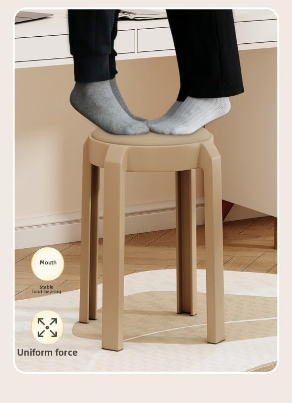 Soft Stool with Stackable Design and Comfortable Seat - Ideal for Home and Office Use (Classic Black)