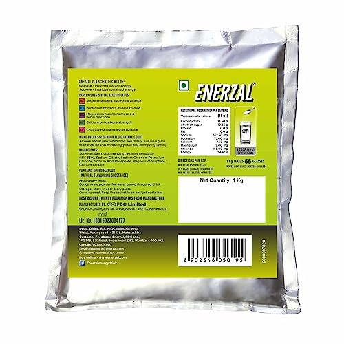 Image of Enerzal Energy Drink Powder 1KG (Lemon, Pack of 1)