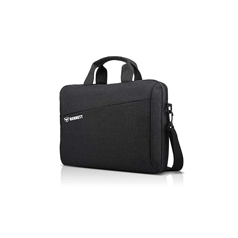 Bennett™ Mystic Unisex Adult Men's Laptop Bag 15.6 inch Side Shoulder Briefcase Satchel Messenger Business Bags for Men & Women Front Pocket for Laptop Accessories - Black (6 Month Warranty)