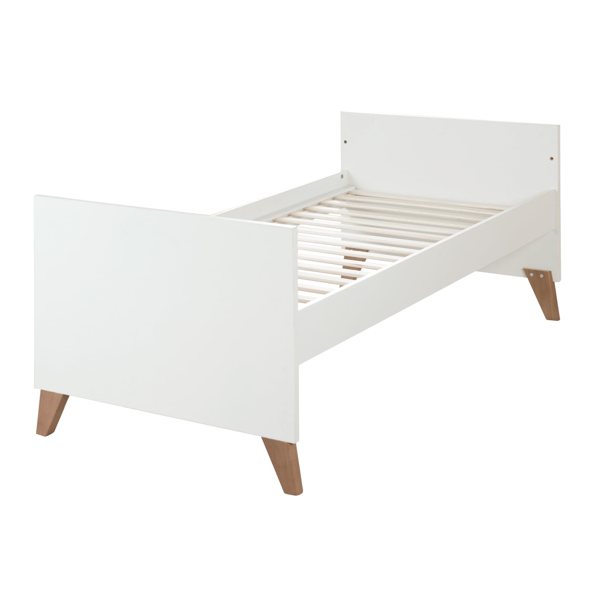roba - Cama de bebé escalable de 70 x 140 cm, con diseño de Ole, Convertible en Cama Infantil, de 0 a 7 años, hasta 50 kg, Altura Ajustable, 3 Barras extraíbles, Madera, Color Blanco y Roble Oscuro,