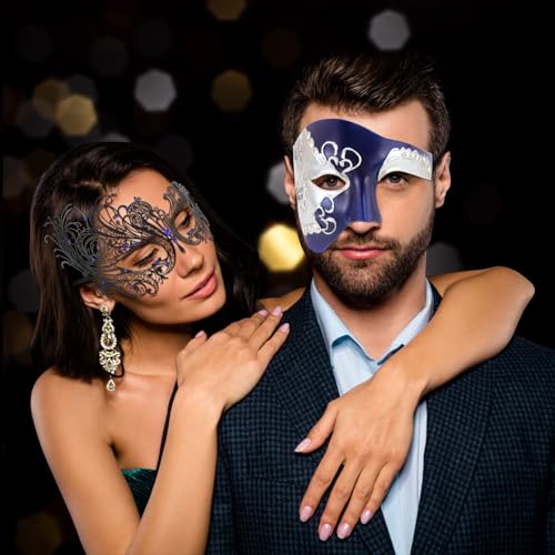 Image of Coddsmz Couples Masquerade Mardi Gras Christmas Venetian Cosplay Costume Halloween Party Mask Set