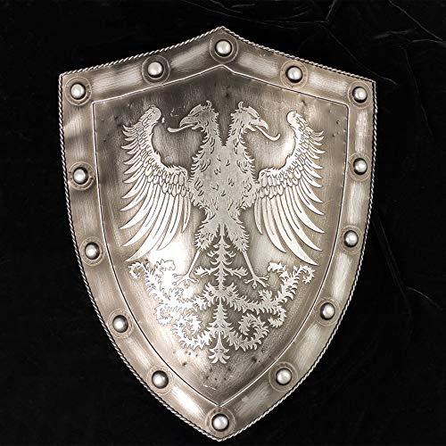 Looyar Medieval Holy Roman Empire Display Shield Holder 24 Inch Wall Décor Decoration (With Rings To Hang Swords Silver) #TOP2