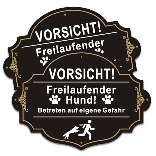 2 Stück Vorsicht Hund Schilder, 27x20cm Rostfrei Aluminium Hof Zeichen, UV-geschützt & wasserdicht