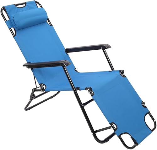 Miniatura 1 de Volowoo Tumbona plegable para exteriores, ajustable, portátil, ligera, reclinable, para jardín, cama de campamento para patio, terraza y piscina
