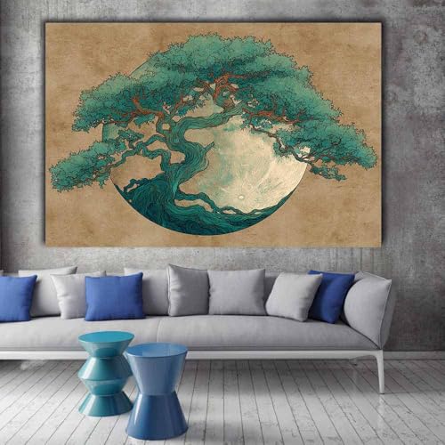 Toile arbre de vie décoration murale moderne pour salon et bureau zen