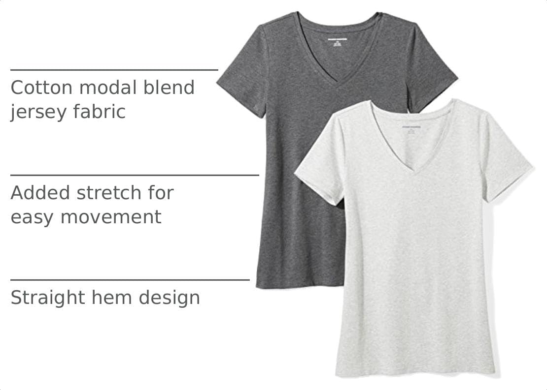 Amazon Essentials Women's Regular-Fit Short-Sleeve V-Neck T-Shirt image 4