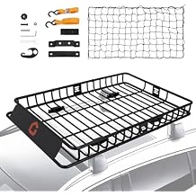 GarveeTech Roof Rack Cargo Carrier Basket Universal Rooftop 64 in X39 in X6 in with Cargo Net, Luggage Holder with Extension for Universal, Pick Up Trucks, 200 LBS Capacity