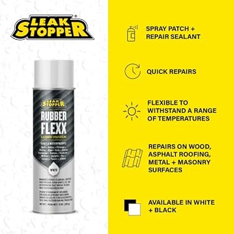 Leak Stopper Rubber Flexx Waterproof Repair & Sealant Spray - Point & Spray to Seal Cracks, Holes, Leaks, Corrosion & More | White 1 Bottle 15 Ounces