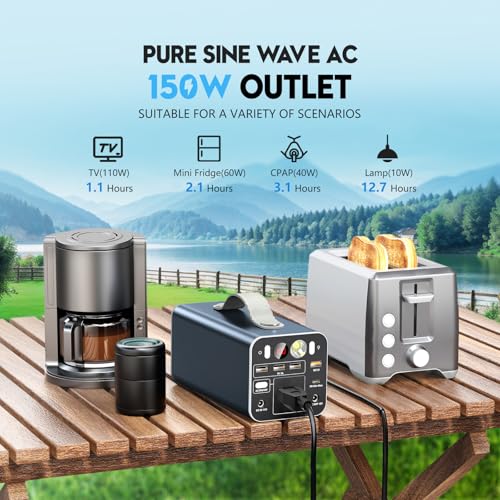 150W Portable Power Station, 42000mAh/155Wh Power Bank with AC Outlet, Dual Way 65W PD/USB-C Port, Laptop Charger for Outdoor Camping Home Emergency Outage - Image 4