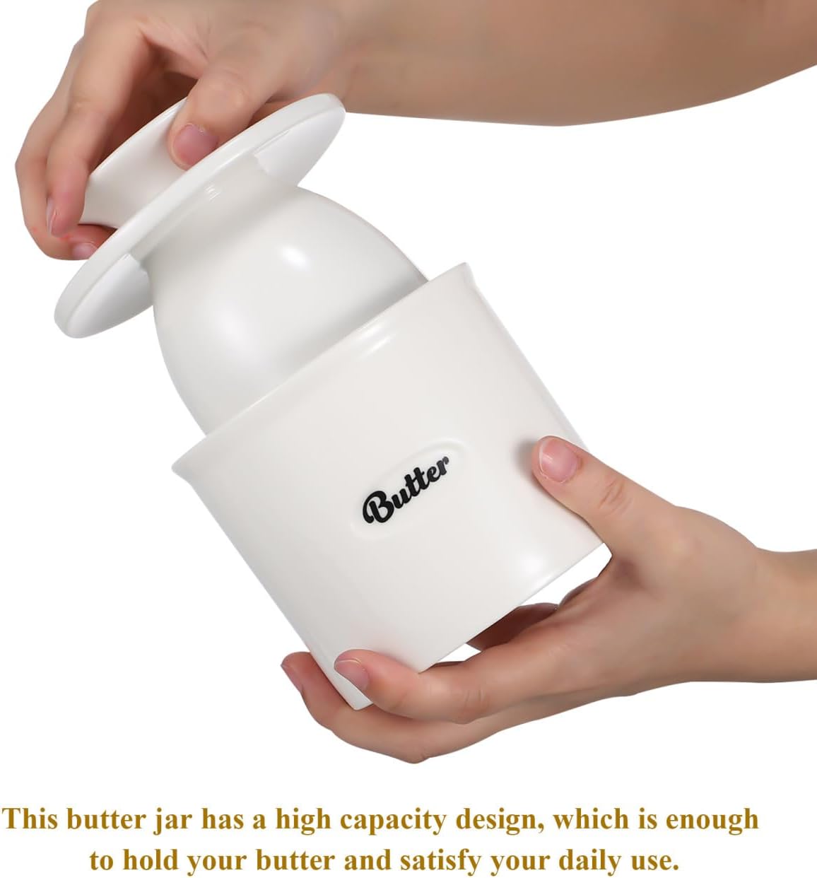 Ceramic Butter Jar Lid Covered Butter Dish French Style Easy Clean Large Capacity