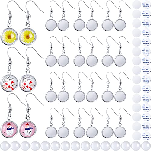 30 Pieces Round Sublimation Earrings Blanks Bulk Stainless Steel Heat Transfer Sublimation Earrings with Wire Hooks for Women Girls DIY Earring Project Transfer Printing Accessories