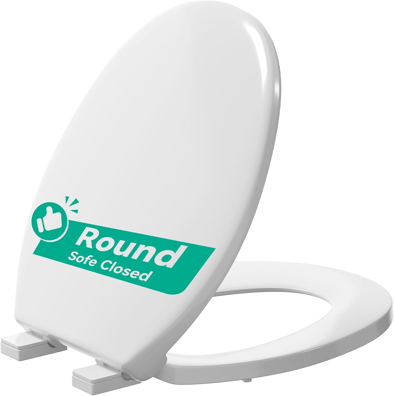 Toilet Seat, Round Toilet Seat with Slow Close Hinges, Never Loosen, Easy Installation and Cleaning, For Most Standard Round Toilet Seats(16.5"), Two Sets of Parts, Durable Plastic