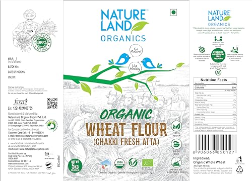 Image of Natureland Organics Sunflower Oil Jar, 5 L & Whole Wheat Flour Bag, 5 kg