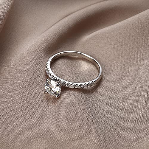 Moissanite Wedding Band Ring, 1.5 ct D Color VVS1 Lab Created Diamond Half Eternity Rings, 18K White Gold Plated 925 Sterling Silver Stackable Ring for Women4