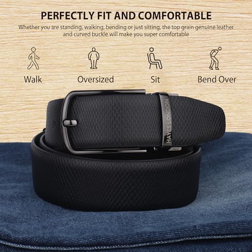Image of HAYES LONDON Belts for Men Leather Original - Belt for Men Formal with Classic Design, Durable and Italian Reversible Men Belts for All Occasions