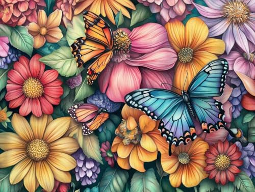 Pintura por numeros adultos kit de pintura al oleo de lienzo DIY de mariposa flor 0F-240