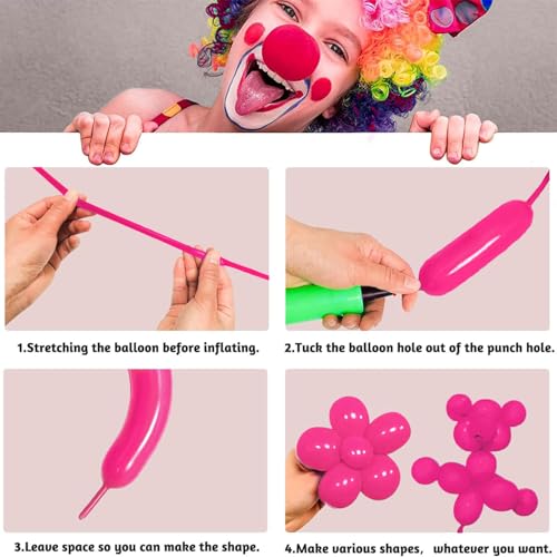 Image of Hot Pink Long Balloons Premium 260 Twisting Balloons Animals Magic for Birthday Kids Wedding Party Supply 100pcs