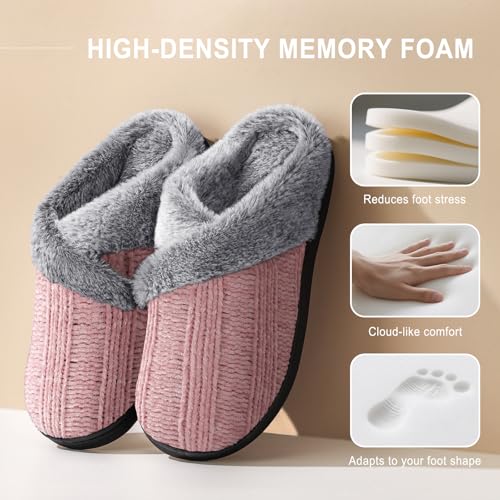 Image of Slippers for Women Fuzzy House Slip on Indoor Outdoor Bedroom Home Shoes