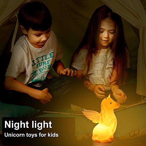 Hyodream Unicorn Night Light Unicorn Gifts For Girls, Silicone Unicorn Toy For Baby Toddler Teens Girls Boys Children Nursery, Pat Sensor And Remote Control/Rechargeable/9 Colors/Timer #TOP2